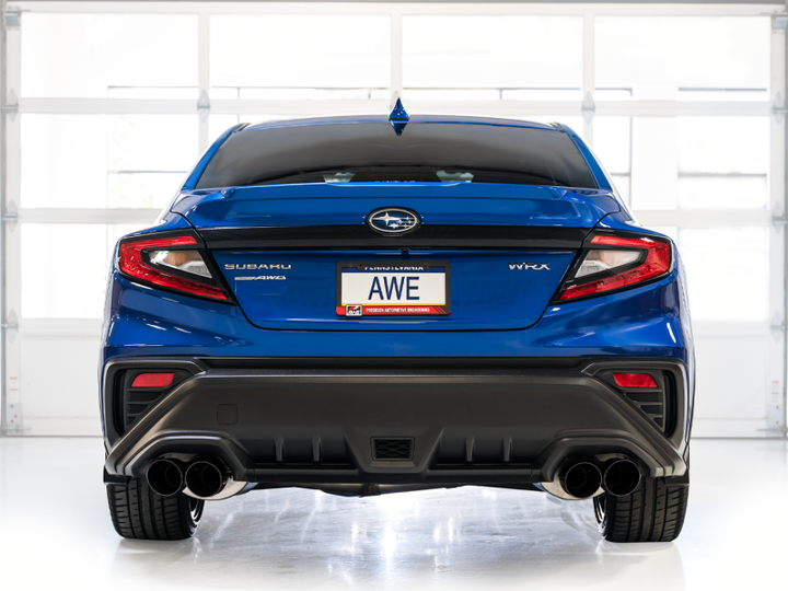 AWE Tuning 2022+ VB Subaru WRX Track Edition Exhaust - Diamond Black Tips - Bull Strap
