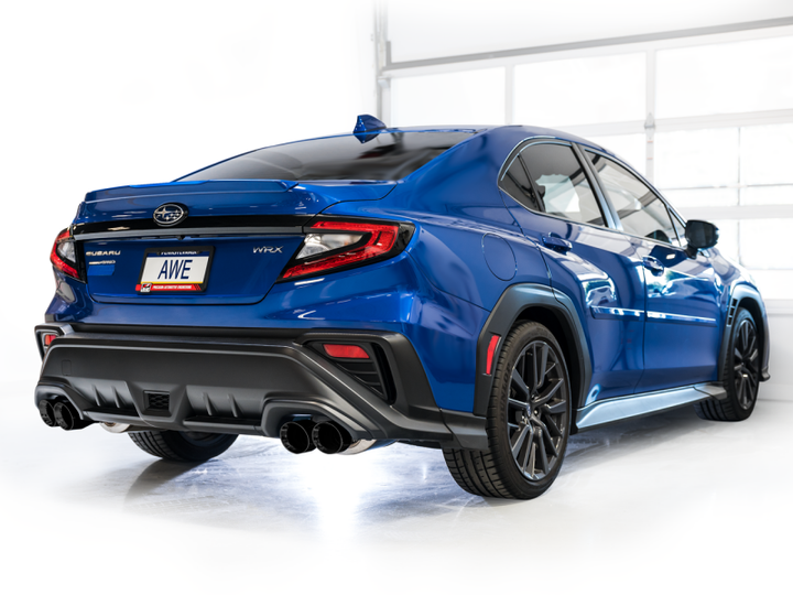 AWE Tuning 2022+ VB Subaru WRX Track Edition Exhaust - Diamond Black Tips - Bull Strap