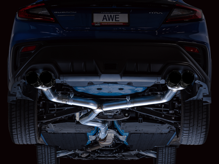 AWE Tuning 2022+ VB Subaru WRX Track Edition Exhaust - Diamond Black Tips - Bull Strap