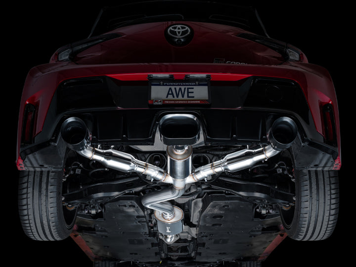 AWE Tuning 2023+ Toyota GR Corolla Touring Edition Exhaust - Diamond Black Tips - Bull Strap