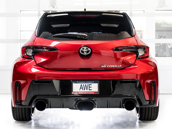 AWE Tuning 2023+ Toyota GR Corolla Track Edition Exhaust - Diamond Black Tips - Bull Strap