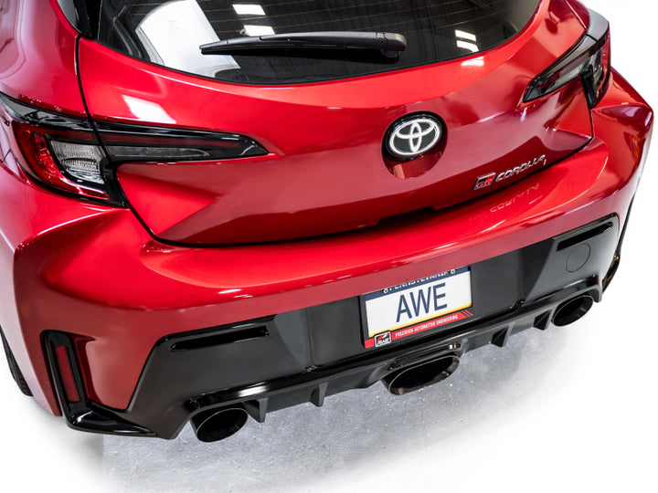 AWE Tuning 2023+ Toyota GR Corolla Track Edition Exhaust - Diamond Black Tips - Bull Strap