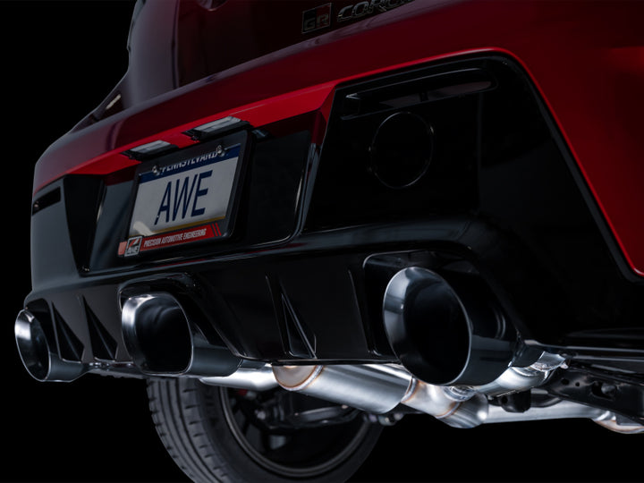 AWE Tuning 2023+ Toyota GR Corolla Track Edition Exhaust - Diamond Black Tips - Bull Strap