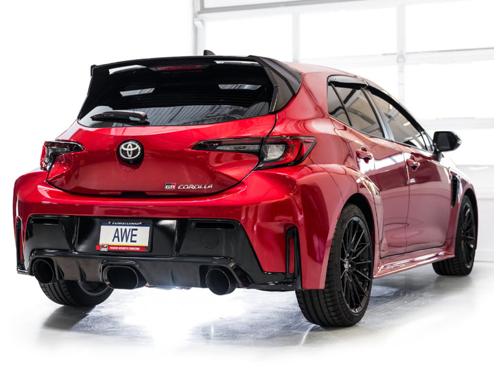 AWE Tuning 2023+ Toyota GR Corolla Track Edition Exhaust - Diamond Black Tips - Bull Strap