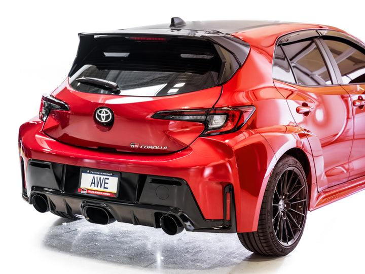 AWE Tuning 2023+ Toyota GR Corolla Track Edition Exhaust - Diamond Black Tips - Bull Strap