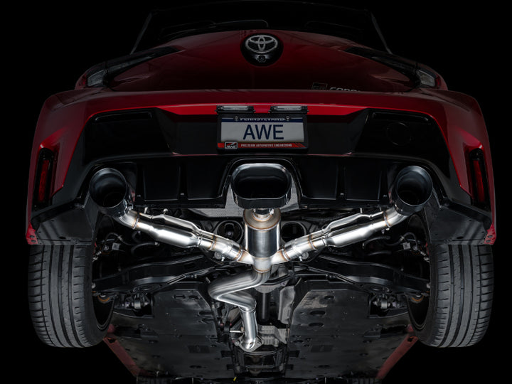 AWE Tuning 2023+ Toyota GR Corolla Track Edition Exhaust - Diamond Black Tips - Bull Strap