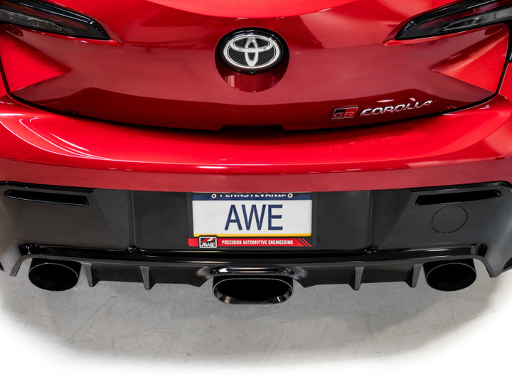 AWE Tuning 2023+ Toyota GR Corolla Track Edition Exhaust - Diamond Black Tips - Bull Strap