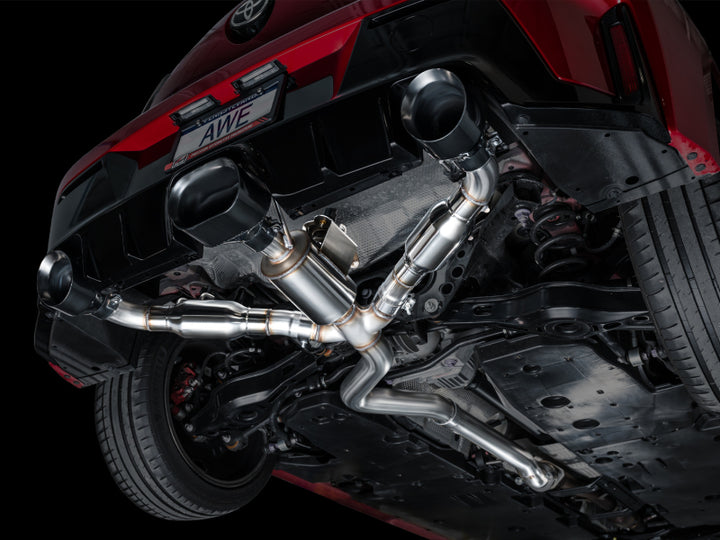 AWE Tuning 2023+ Toyota GR Corolla Track Edition Exhaust - Diamond Black Tips - Bull Strap