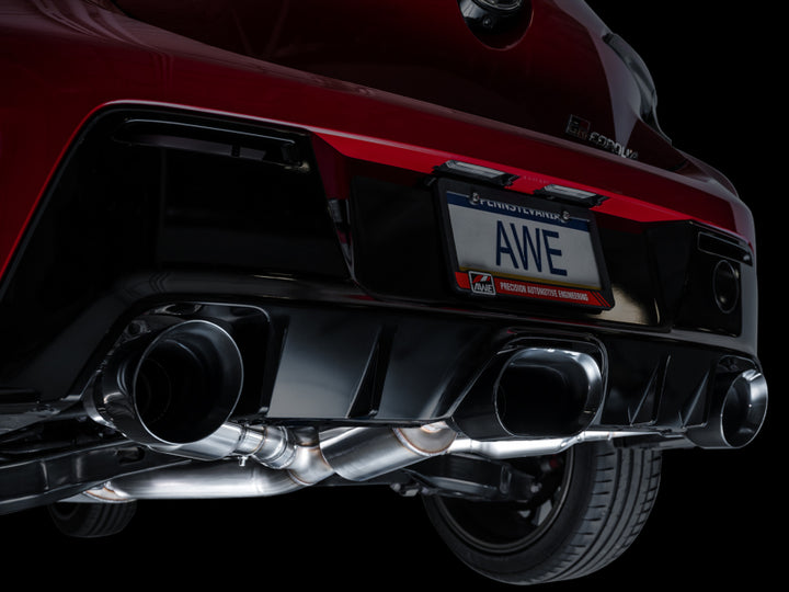 AWE Tuning 2023+ Toyota GR Corolla Track Edition Exhaust - Diamond Black Tips - Bull Strap