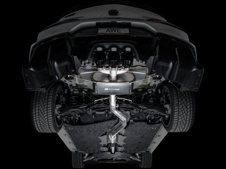AWE Tuning 2024 Acura Integra Type S DE5 FWD Touring Edition Exhaust w/ Triple Diamond Black Tips - Bull Strap