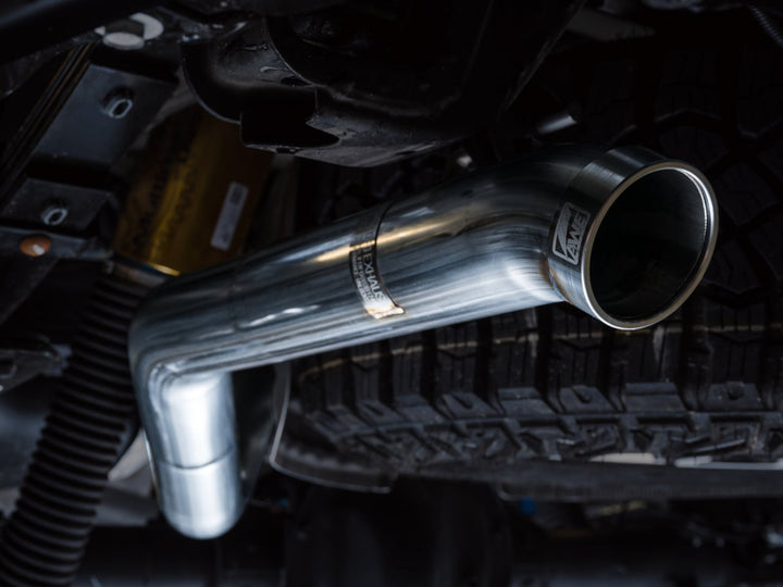 AWE Tuning 22-23 GMC Sierra 1500 AT4X 6.2L 0FG Catback Split Dual (Flat Bumper) - Bashguard(No Tips) - Bull Strap