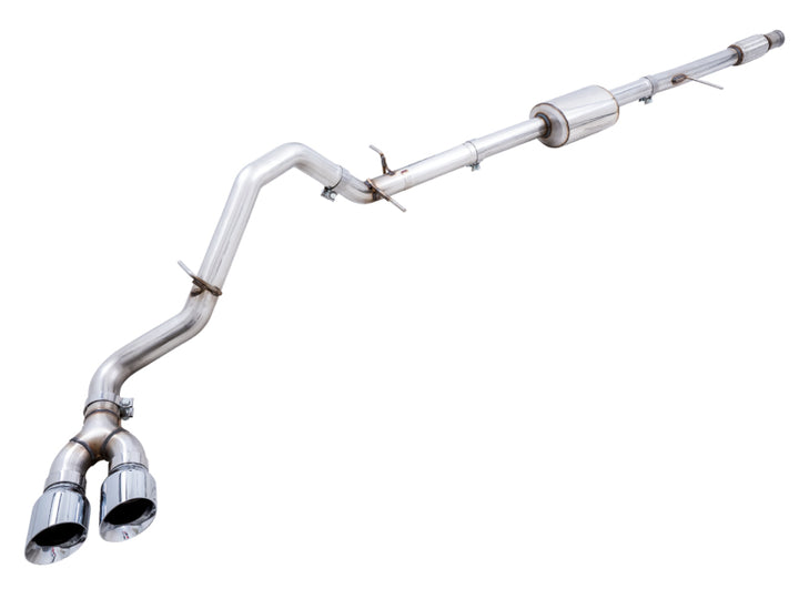 AWE Tuning 4th Gen GM 1500 5.3L 0FG Catback Dual Side Exit (Flat Bumper) - Chrome Tips - Bull Strap