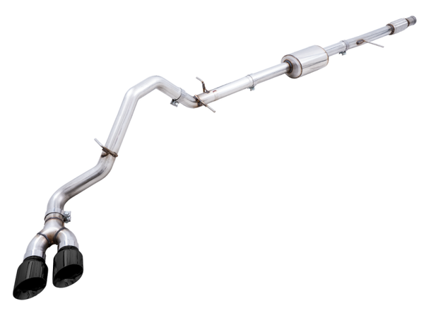 AWE Tuning 4th Gen GM 1500 5.3L 0FG Catback Dual Side Exit (Flat Bumper) - Diamond Tips - Bull Strap