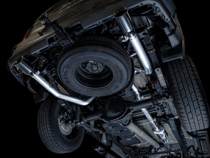 AWE Tuning 4th Gen GM 1500 5.3L 0FG Catback Split Rear Exit (Flat Bumper) - Dual Diamond Tips - Bull Strap