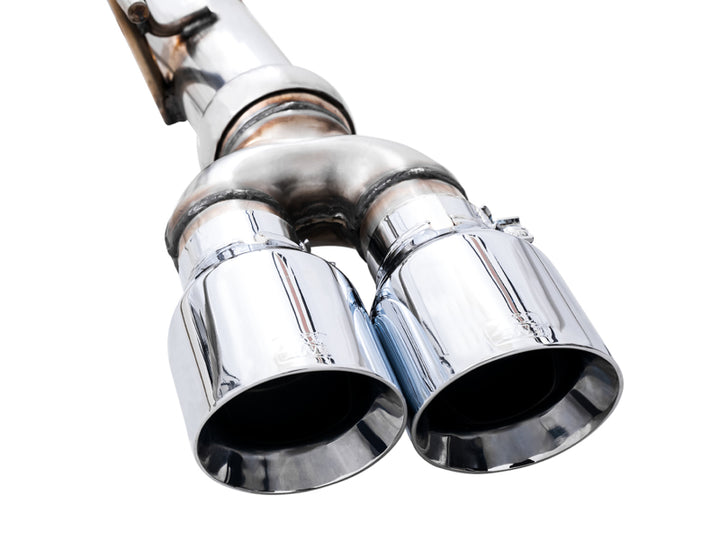 AWE Tuning 4th Gen GM 1500 5.3L 0FG Catback Split Rear Exit (w/ Bumper Cutouts) - Quad Chrome Tips - Bull Strap