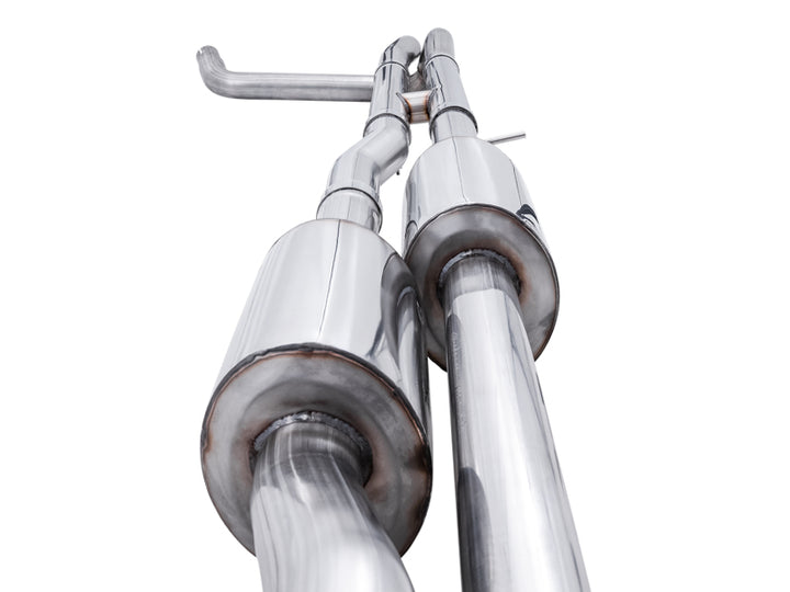 AWE Tuning 4th Gen GM 1500 6.2L 0FG Catback Split Rear Exit (w/ Bumper Cutouts) - Quad Diamond Tips - Bull Strap