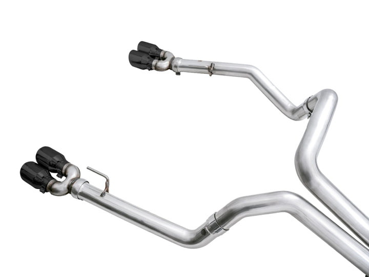 AWE Tuning 4th Gen GM 1500 6.2L 0FG Catback Split Rear Exit (w/ Bumper Cutouts) - Quad Diamond Tips - Bull Strap