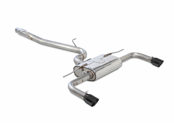 AWE Tuning Audi 8V A3 Touring Edition Exhaust - Dual Outlet Diamond Black 90 mm Tips - Bull Strap