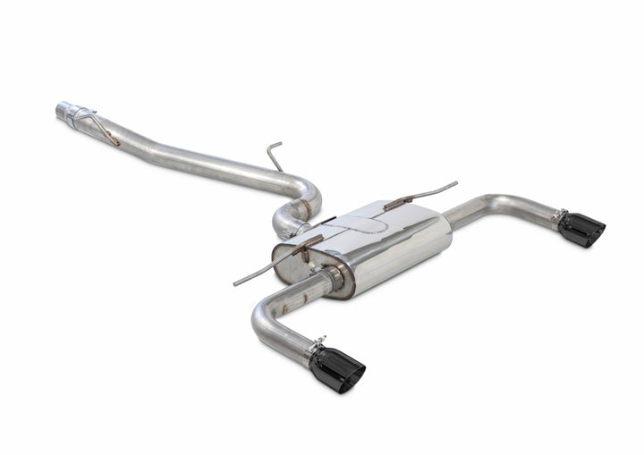AWE Tuning Audi 8V A3 Touring Edition Exhaust - Dual Outlet Diamond Black 90 mm Tips - Bull Strap