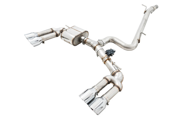 AWE Tuning Audi 8V S3 SwitchPath Exhaust w/Chrome Silver Tips 102mm - Bull Strap