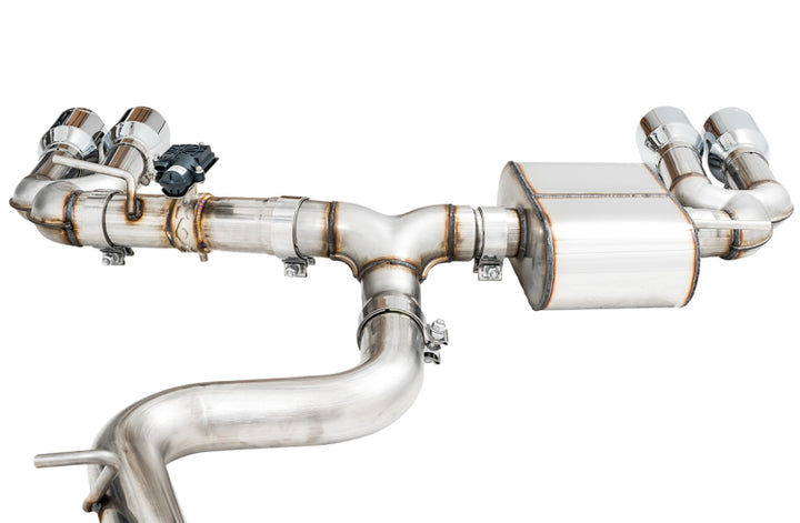 AWE Tuning Audi 8V S3 SwitchPath Exhaust w/Chrome Silver Tips 102mm - Bull Strap