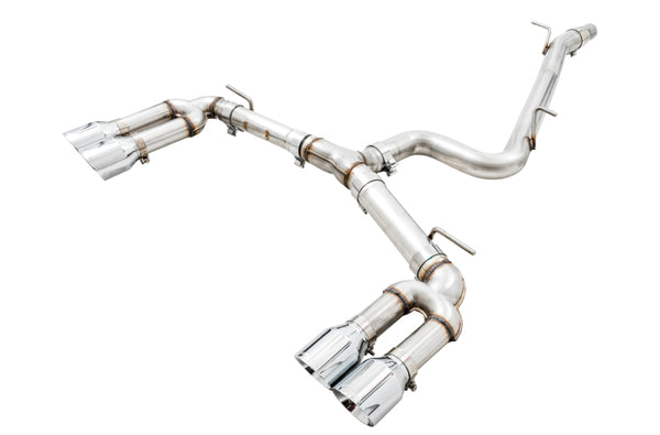 AWE Tuning Audi 8V S3 Track Edition Exhaust w/Chrome Silver Tips 102mm - Bull Strap