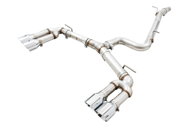 AWE Tuning Audi 8V S3 Track Edition Exhaust w/Chrome Silver Tips 102mm - Bull Strap
