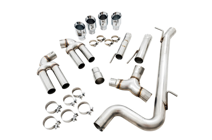 AWE Tuning Audi 8V S3 Track Edition Exhaust w/Chrome Silver Tips 102mm - Bull Strap