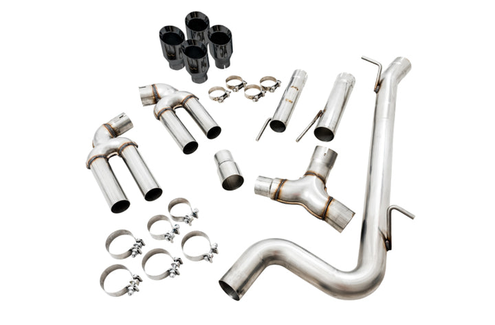 AWE Tuning Audi 8V S3 Track Edition Exhaust w/Diamond Black Tips 102mm - Bull Strap