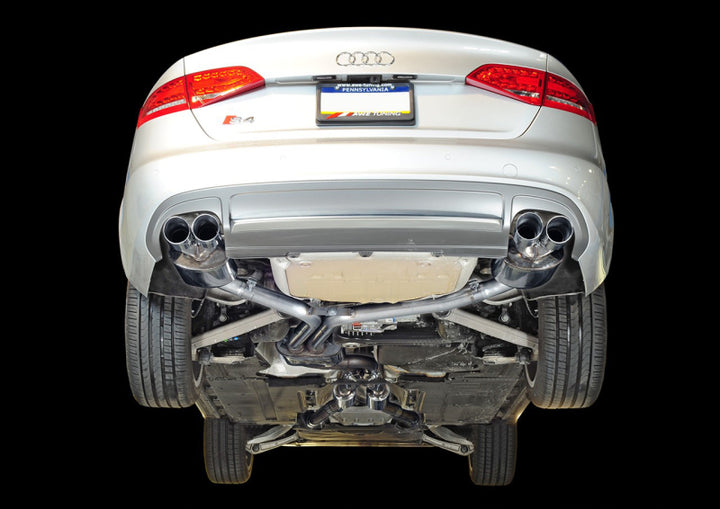 AWE Tuning Audi B8.5 S4 3.0T Touring Edition Exhaust System - Chrome Silver Tips (102mm) - Bull Strap