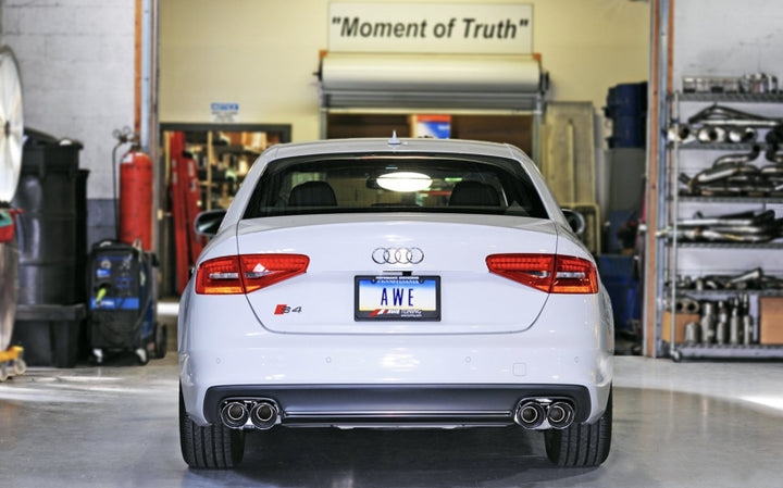 AWE Tuning Audi B8.5 S4 3.0T Touring Edition Exhaust System - Chrome Silver Tips (102mm) - Bull Strap