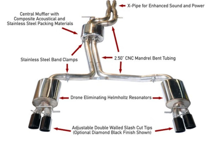 AWE Tuning Audi B8.5 S4 3.0T Touring Edition Exhaust System - Diamond Black Tips (102mm) - Bull Strap