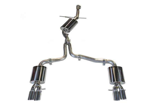 AWE Tuning Audi B8 A4 Touring Edition Exhaust - Quad Tip Polished Silver Tips - Does Not Fit Cabrio - Bull Strap