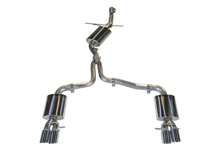 AWE Tuning Audi B8 A4 Touring Edition Exhaust - Quad Tip Polished Silver Tips - Does Not Fit Cabrio - Bull Strap