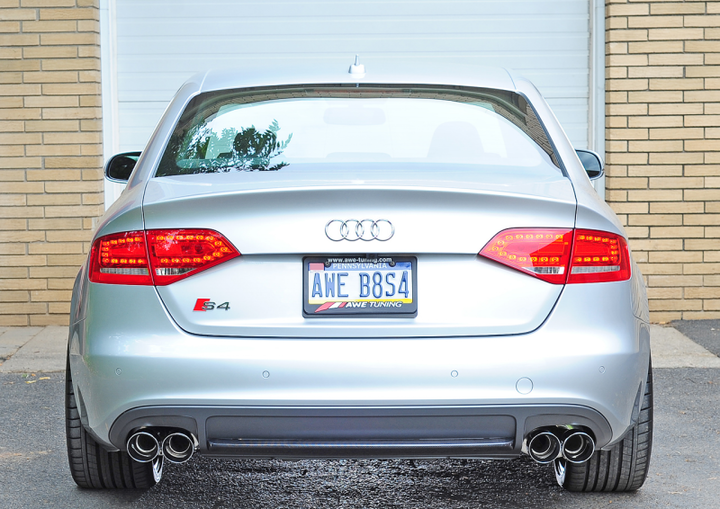 AWE Tuning Audi B8 / B8.5 S4 3.0T Touring Edition Exhaust - Chrome Silver Tips (90mm) - Bull Strap