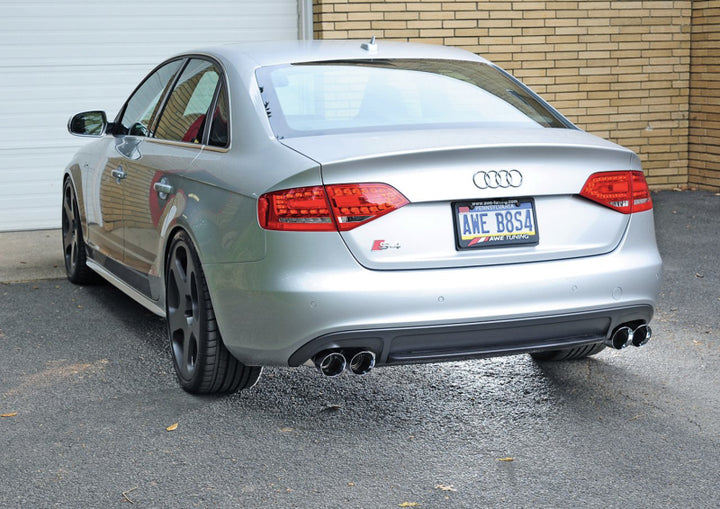 AWE Tuning Audi B8 / B8.5 S4 3.0T Touring Edition Exhaust - Chrome Silver Tips (90mm) - Bull Strap