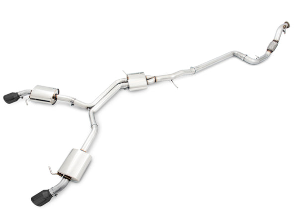 AWE Tuning Audi B9 A4 Touring Edition Exhaust Dual Outlet - Diamond Black Tips (Includes DP) - Bull Strap