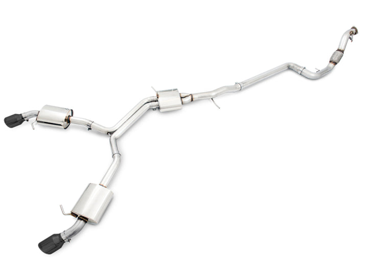 AWE Tuning Audi B9 A4 Touring Edition Exhaust Dual Outlet - Diamond Black Tips (Includes DP) - Bull Strap