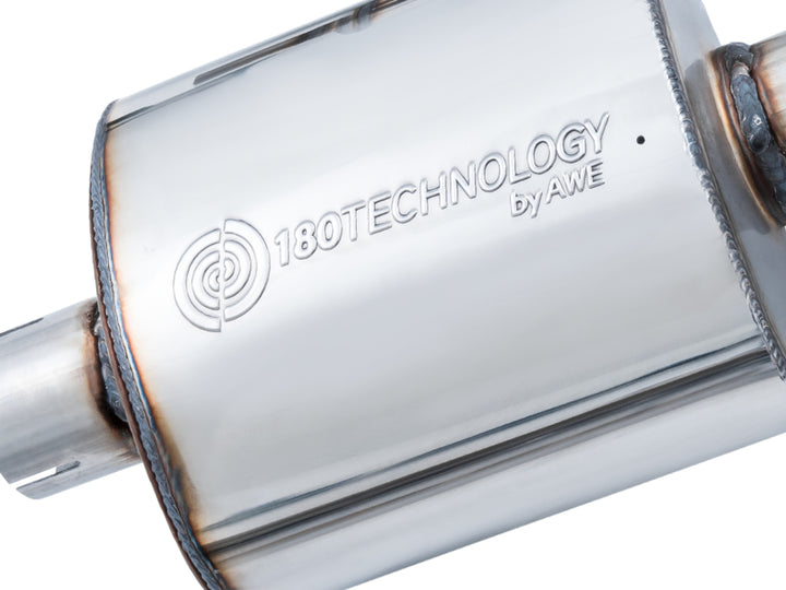 AWE Tuning Audi B9 A4 Touring Edition Exhaust Dual Outlet - Diamond Black Tips (Includes DP) - Bull Strap