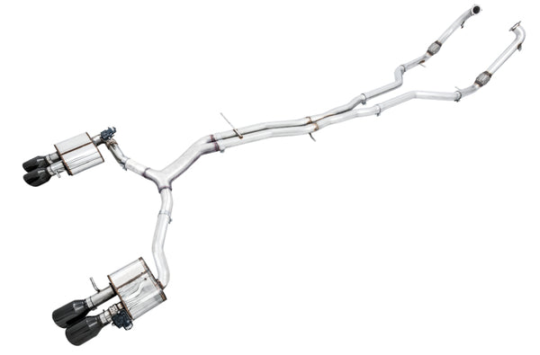 AWE Tuning Audi B9 S5 Sportback SwitchPath Exhaust - Non-Resonated (Black 102mm Tips) - Bull Strap