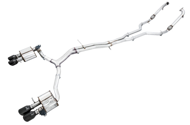 AWE Tuning Audi B9 S5 Sportback SwitchPath Exhaust - Non-Resonated (Black 102mm Tips) - Bull Strap