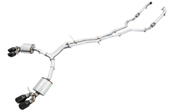AWE Tuning Audi B9 S5 Sportback Touring Edition Exhaust - Non-Resonated (Black 102mm Tips) - Bull Strap