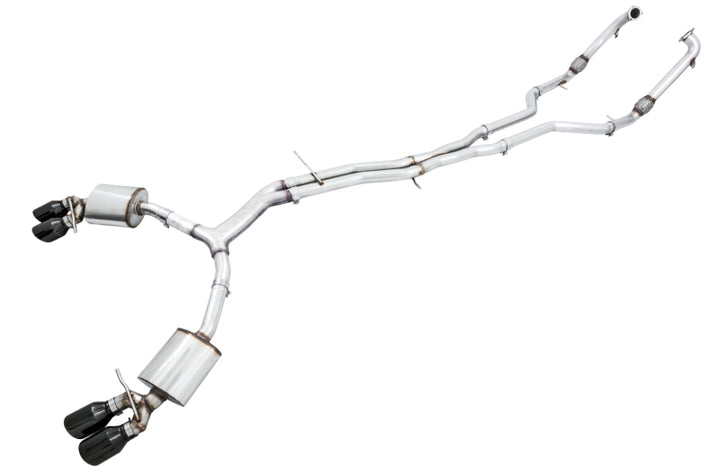 AWE Tuning Audi B9 S5 Sportback Touring Edition Exhaust - Non-Resonated (Black 102mm Tips) - Bull Strap