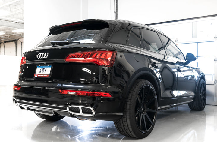 AWE Tuning Audi B9 SQ5 Non-Resonated Touring Edition Cat-Back Exhaust - No Tips (Turn Downs) - Bull Strap