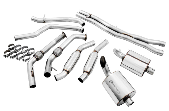 AWE Tuning Audi B9 SQ5 Resonated Touring Edition Cat-Back Exhaust - No Tips (Turn Downs) - Bull Strap