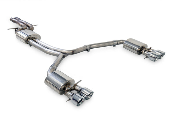 AWE Tuning Audi C7.5 A6 3.0T Touring Edition Exhaust - Quad Outlet Chrome Silver Tips - Bull Strap