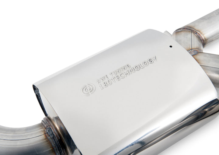 AWE Tuning Audi C7.5 A6 3.0T Touring Edition Exhaust - Quad Outlet Chrome Silver Tips - Bull Strap