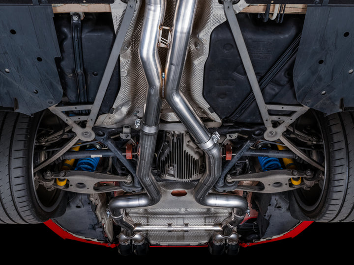AWE Tuning BMW F8X M3/M4 Track Edition Catback Exhaust - Diamond Black Tips - Bull Strap