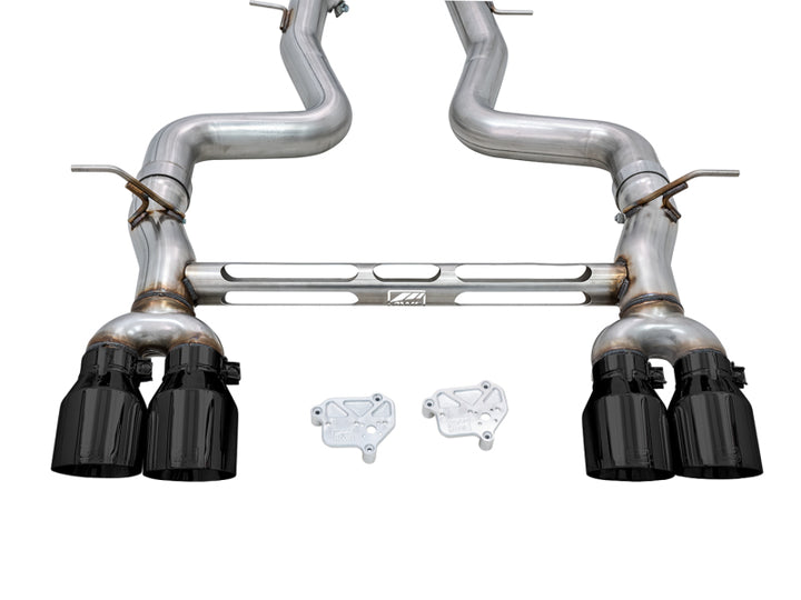 AWE Tuning BMW F8X M3/M4 Track Edition Catback Exhaust - Diamond Black Tips - Bull Strap