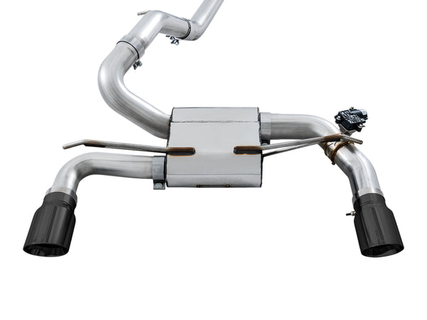 AWE Tuning Ford Focus RS SwitchPath Cat-back Exhaust - Diamond Black Tips - Bull Strap